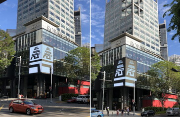The Future Unfolds billboard on The Heeren building, Singapore (Image source: Samsung)