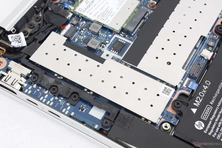 Single M.2 PCIe x4 2280 slot protected by an aluminum shield