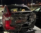 Damaged vehicles at a Salem Tesla dealership. Arson suspect arrested (Image source: Salem Police Department)