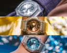 From bottom to top, the Casio GA2100BM-7A2, GA2100BM-7A5 and GA2100BM-7A8. (Image source: Casio)