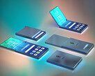 Renders of potential ZTE foldable smartphone with clamshell form factor. (Source: LetsGoDigital)