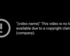 The general copyright strike message found on YouTube. (Image via YouTube)