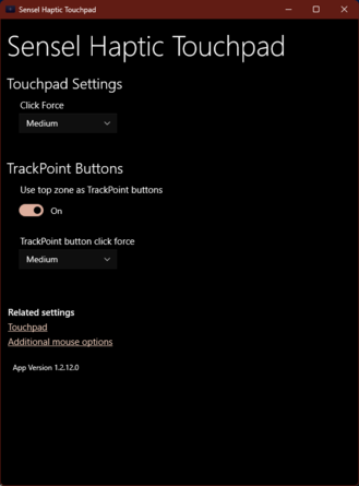 Sensel touchpad settings