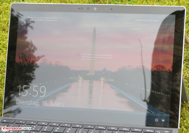 The Surface Pro 7 Plus outdoors.