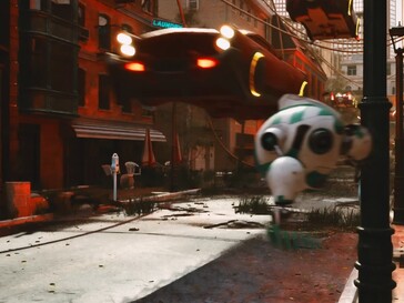 AMD RX 9070 ToyShop tech demo city street (Image source: AMD YouTube)