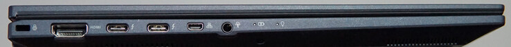 Ports on the left: Kensington lock, HDMI, 2x Thunderbolt 4, mini gigabit LAN, headset