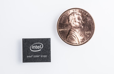 The Intel XMM 8160 is smaller than a penny. (Source: Intel)