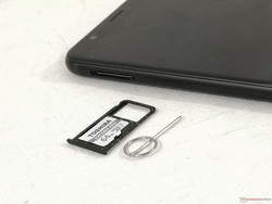 MicroSD slot (up to 256 GB) shared with the secondary nano-SIM slot