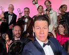 Cast of The Studio celebrating Emmy wins (Image source: Apple.com)