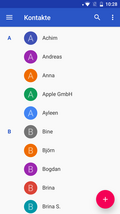 Contact list of the Mi A1