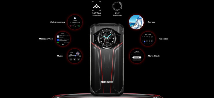 The second screen can be used for notifications or to control music playback (Image source: Doogee)