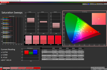 CalMAN saturation (target color space: P3), color profile: Standard