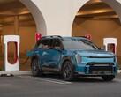 A Kia EV using a Supercharger. Tesla has opened its charging network to Kia EVs in North America (Image source: Kia)