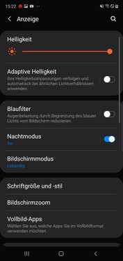 Display settings - Night mode