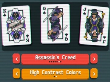 Pictured: Deck customization for Balatro, featuring triple A action game series Assassin's Creed (Image Source: In-game screenshot of Balatro)