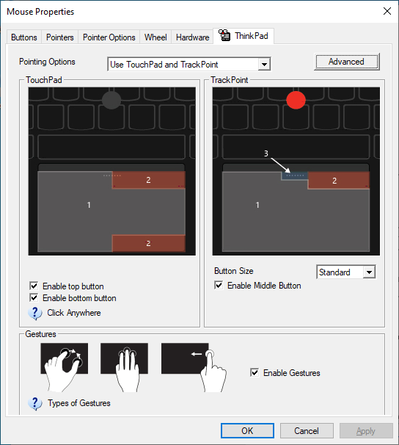 Synaptics touchpad settings