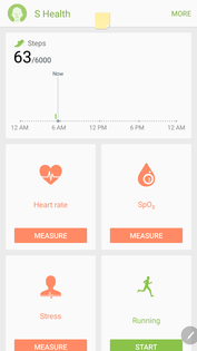 S Health with heart rate and Sp02 monitoring