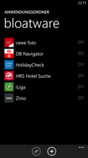 The stored apps are listed in the directory, and can be sorted as desired.