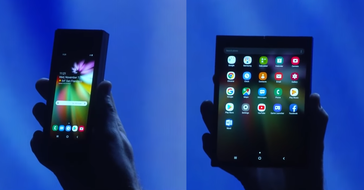The foldable smartphone shown at the Developer Conference. (Source: SDC 2018 livestream)