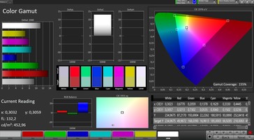 CalMAN: Colour Space – Wide colour gamut profile, sRGB target colour space