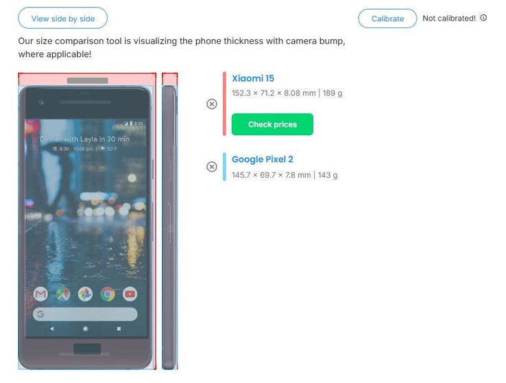 The 6.36-inch Xiaomi 15 is only 6.6mm taller than the 5-inch Google Pixel 2 from 2017. (Image Source: PhoneArena)