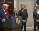 President Trump announces $500 billion Stargate AI investment project with leaders of Softbank, Oracle, and OpenAI. (Image source: Fox 5 on YouTube)