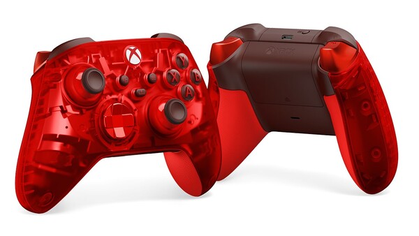 The Xbox Wireless Controller Pulse Cipher Special Edition is covered in different shades of red on the outside. (Image source: Xbox)