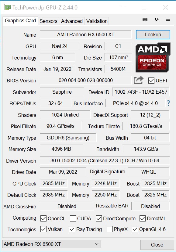 Test AMD Radeon RX 6500 XT