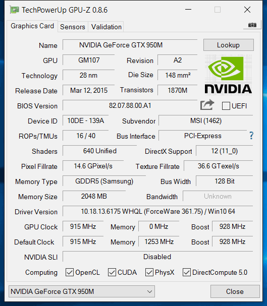 NVIDIA GeForce GTX 950M DDR3 vs. GDDR5 