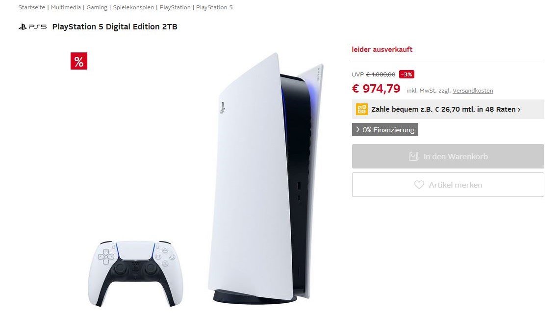 Afstotend Manifestatie Huichelaar PlayStation 5 Digital Edition listed for close to €1,000 with a 2 TB by  German retailer - NotebookCheck.net News