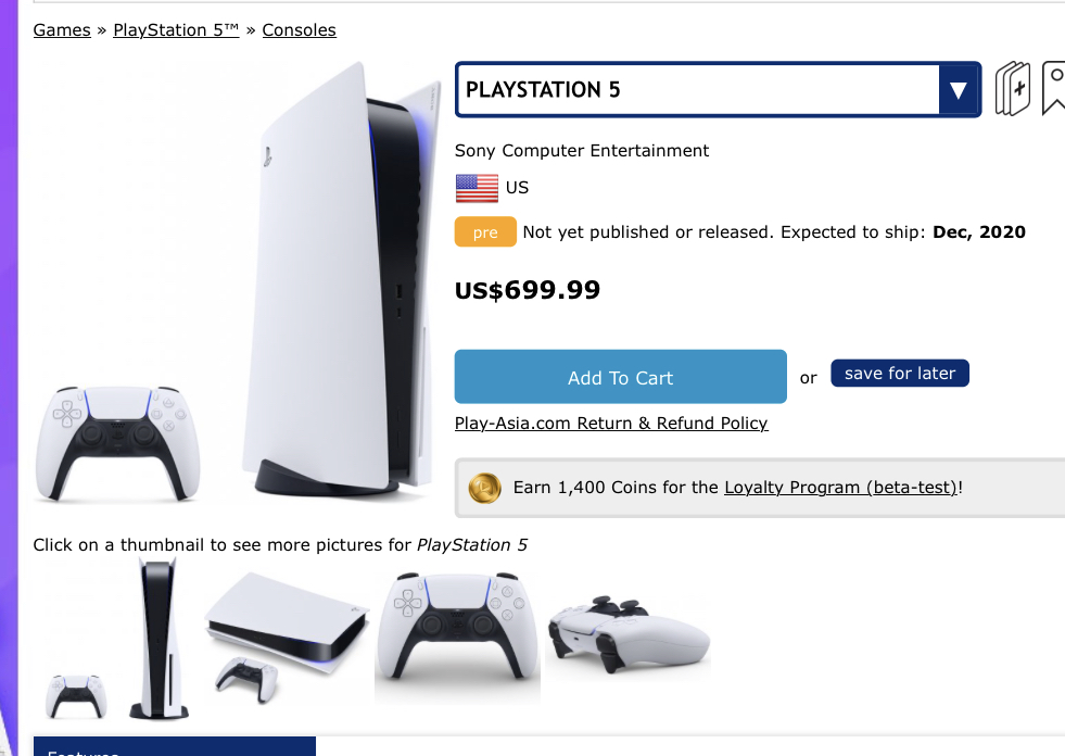 ps5 price in us dollars