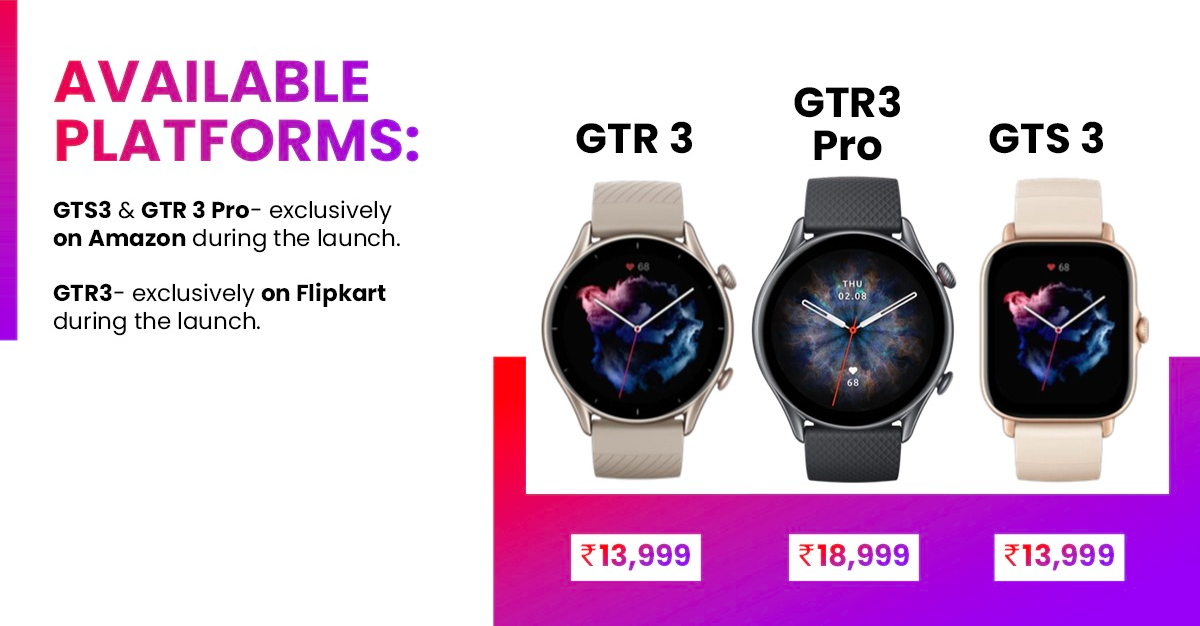 Amazfit GTR 3 And 3 Pro Debuts Along With Amazfit GTS 3 Smartwatch
