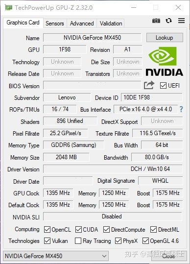 NVIDIA GeForce MX450 found to be 33.5 