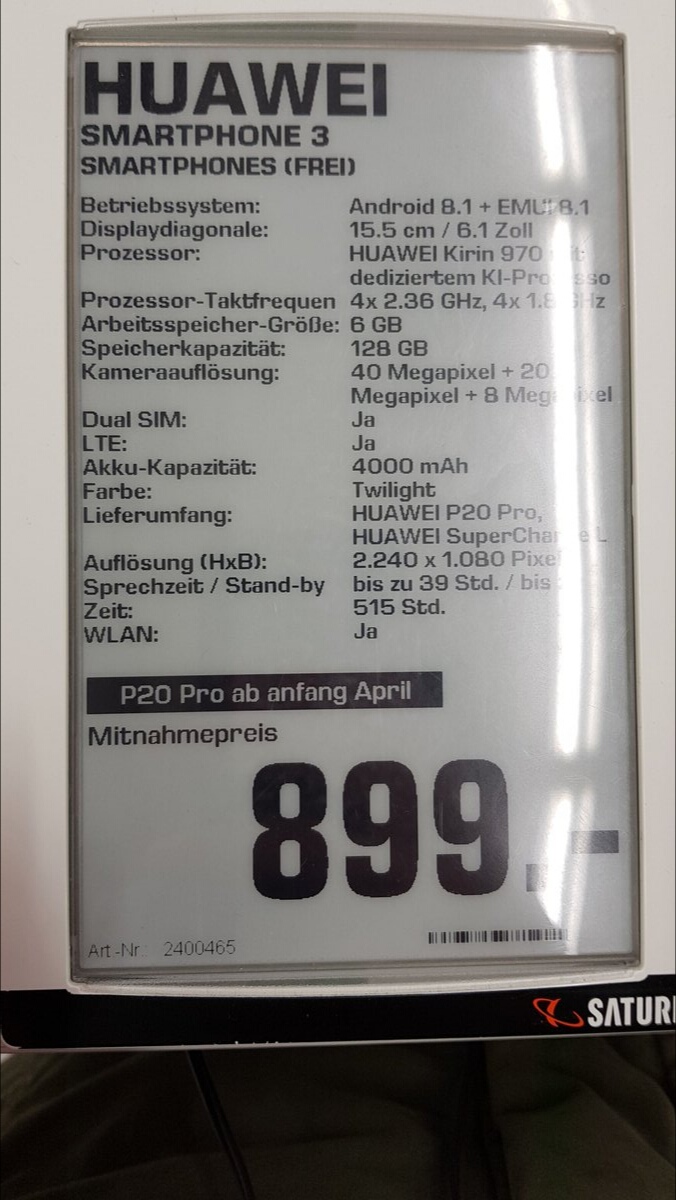 Huawei P20 Pro specifications
