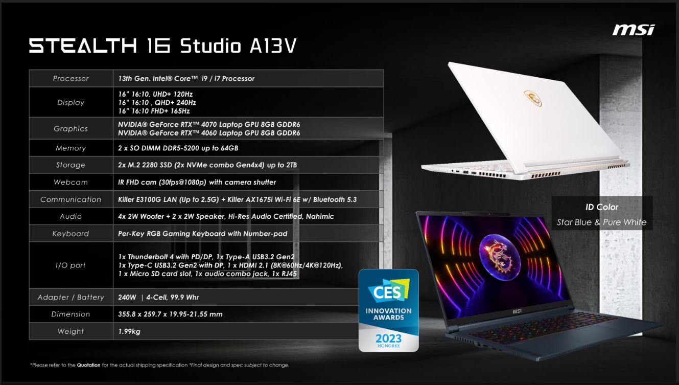 MSI Stealth 14 AI 14 165Hz FHD+ Ultra Thin Gaming Laptop-Intel