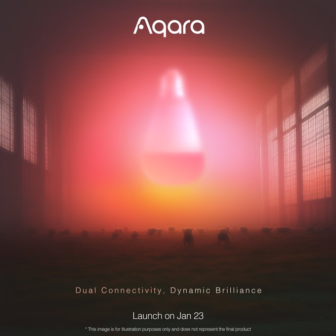 Teaser image thought to depict the Aqara Smart LED Bulb T2 E27. (Image source: Aqara via X)