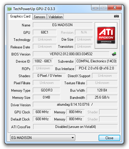 ATI Mobility Radeon HD 5650 Graphics 