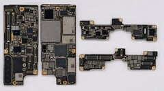 The alleged iPhone Ultra foldable's motherboard, image likely edited by AI