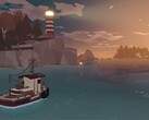An image showing a boat in Dredge, now 60% off on Steam.