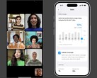 Stock image of a FaceTime call (left) and iOS battery health settings (right).