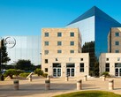The exterior of a Dell Technologies facility featuring the company logo.