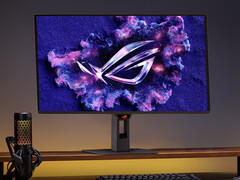 Asus' new 27-inch gaming monitor leverages a Gen 3 QD-OLED panel with 400 nits peak brightness in HDR mode. (Image source: Asus)