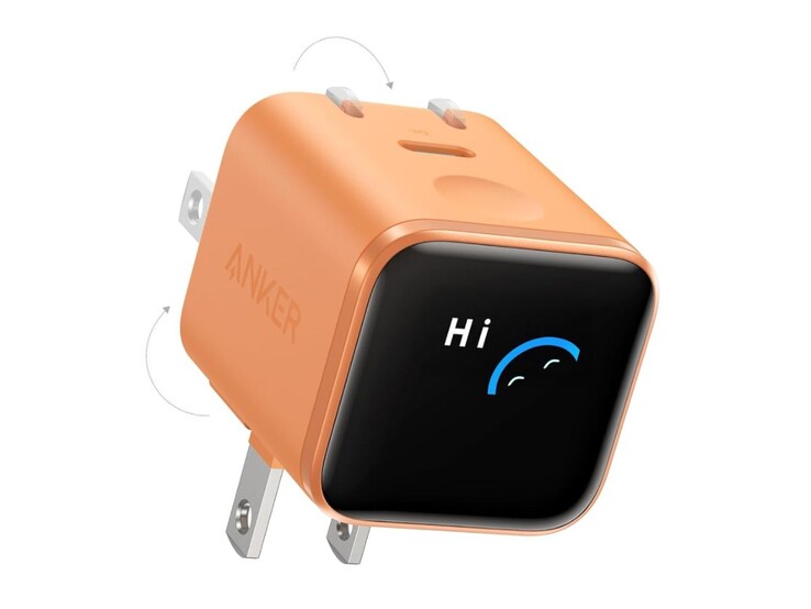 The new orange Anker Nano Charger (45W, Smart Display, 180° foldable)
