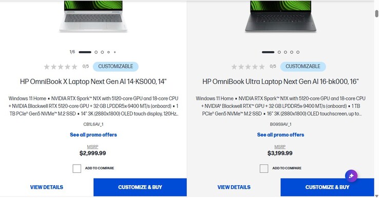18-core Nvidia RTX Spark HP laptop prices