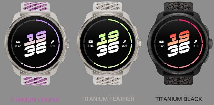 The Suunto Race 3S smartwatch comes in Titanium Orchid, Titanium Feather, and Titanium Black.