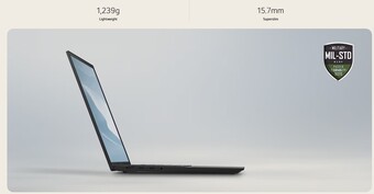 Slim and light design of the laptop