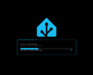 Home Assistant live USB installer showing installation progress beneath the Home Assistant logo.