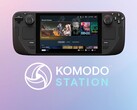 Steam Deck shown with Komodo Station logo