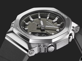 The Casio G-Shock GMS2110-1A1 with a metal bezel, pictured against a dark background. (Image source: Casio)