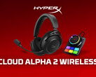 The HyperX Cloud Alpha 2 wireless headphones comes with a base station. Pictured: a promo picture of the set. (Image source: HP - edited)